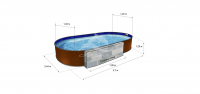 Каркасный бассейн морозоустойчивый Лагуна стальной 3.70х2.44х1.25м овальный (вкапываемый) цвет Шоколад. 36624401