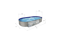 Каркасный бассейн морозоустойчивый Лагуна стальной (Гигабасс) 7 х 3 х 1.5м овальный (вкапываемый) цвет Платина/ТМ875/700300