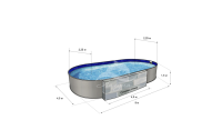 Каркасный бассейн морозоустойчивый Лагуна стальной (Гигабасс) 9 х 4.5 х 1.5м овальный (вкапываемый) цвет Платина.ТМ878/900450