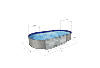 Каркасный бассейн морозоустойчивый Лагуна стальной (Гигабасс) 10 х 3 х 1.5м овальный (вкапываемый) цвет Платина.ТМ879/100300