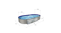 Каркасный бассейн морозоустойчивый Лагуна стальной (Гигабасс) 4.5 х 2.5 х 1.5м овальный (вкапываемый) цвет Платина. ТМ604/450250 